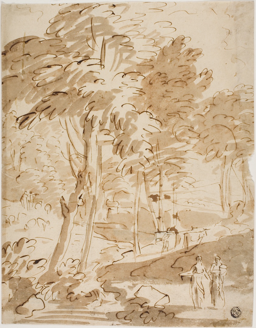 Wooded Landscape with Figures and Animals