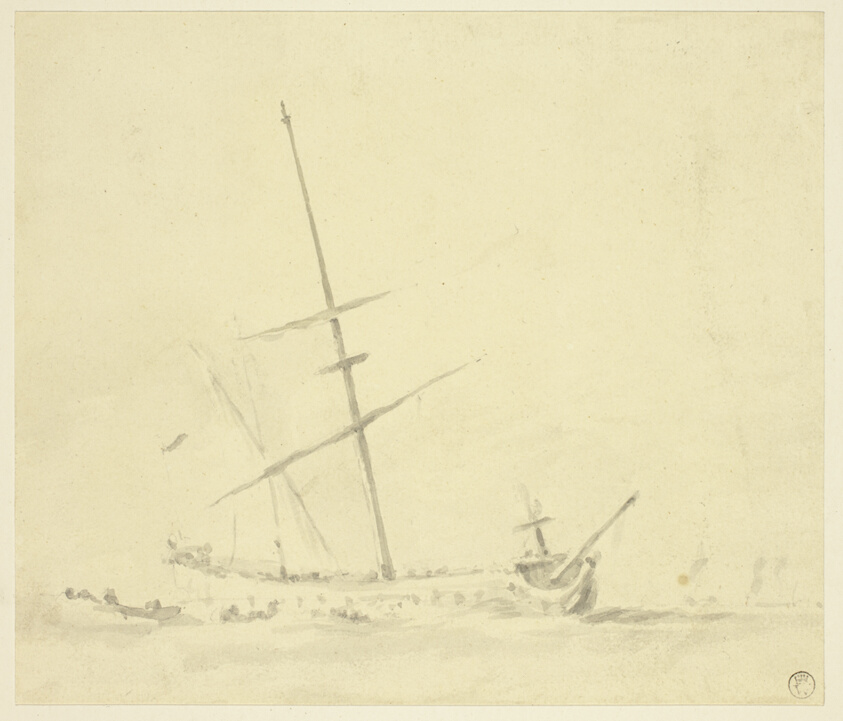 Row Boats near a Ship