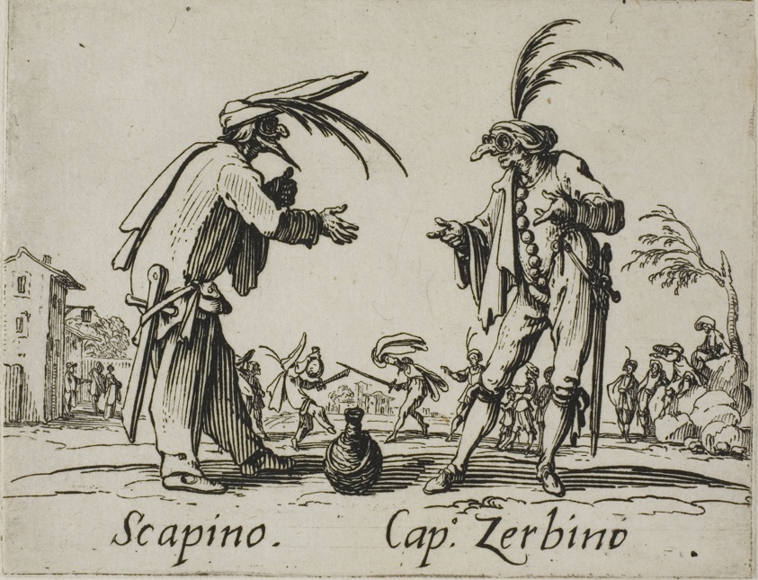 Scapino - Capitano Zerbino, plate 12 from Balli di Sfessania