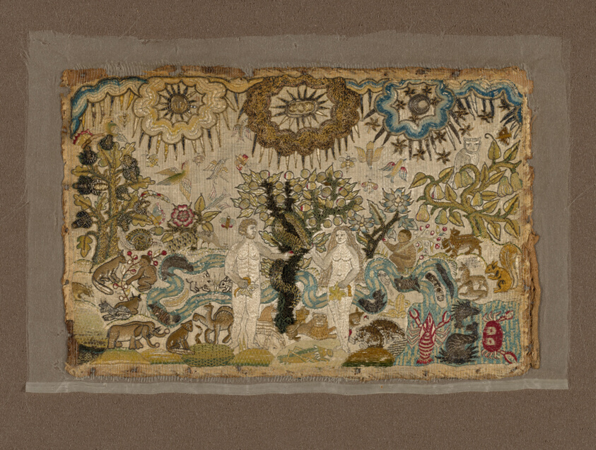 Needlework Picture Depicting Adam and Eve in the Garden of Eden