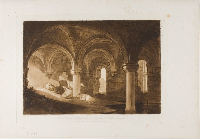 Crypt of Kirkstall Abbey, plate 39 from Liber Studiorum