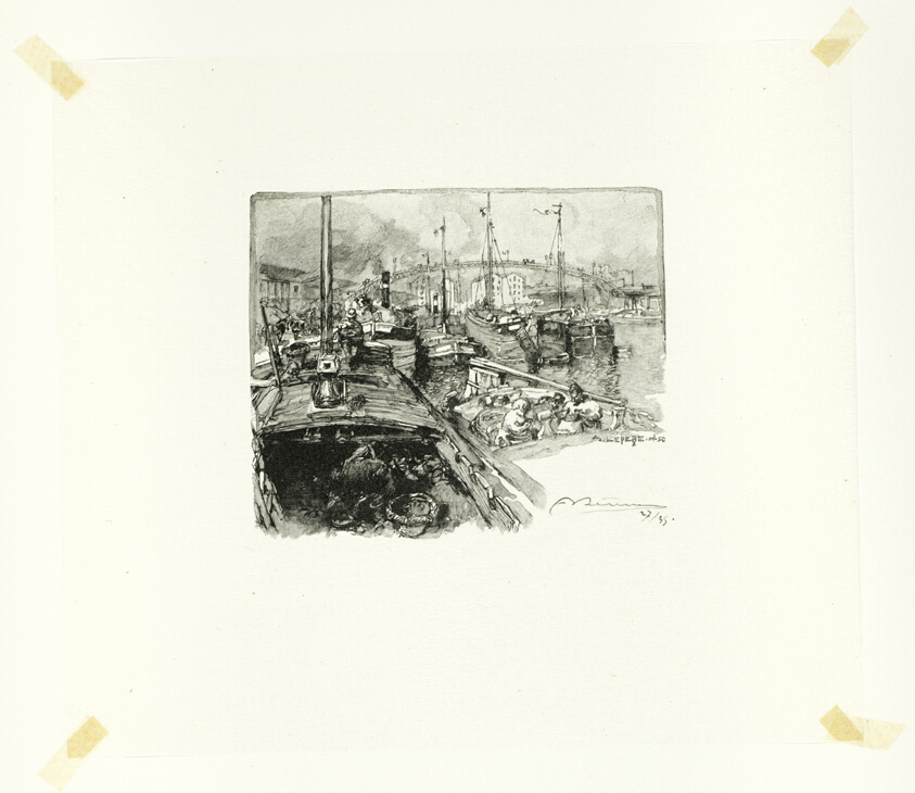 Villette Dock, plate five from Le Long de la Seine et des Boulevards