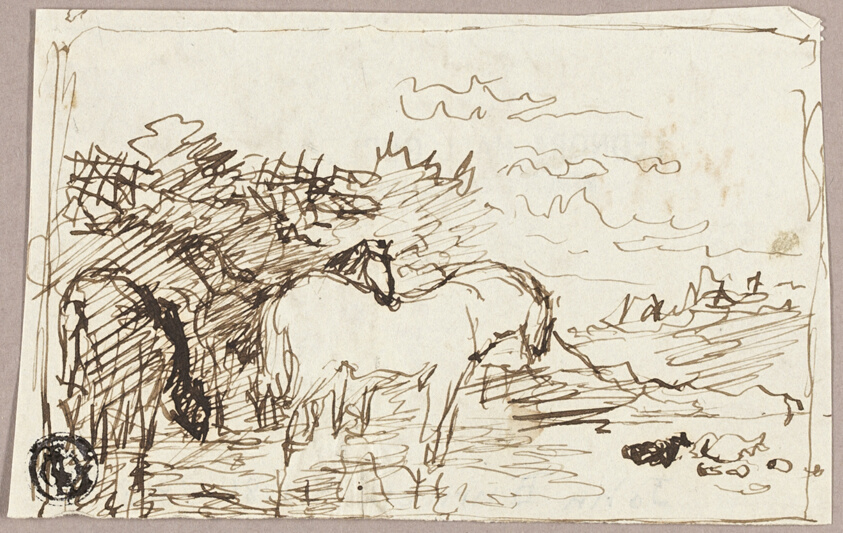 Sketch of Horses Standing in Water