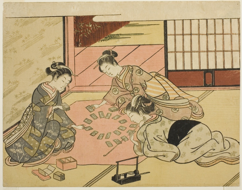 Young Women Playing Poem Cards