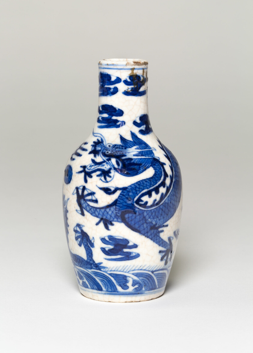 Miniature Vase with Dragons Chasing Flaming Pearls
