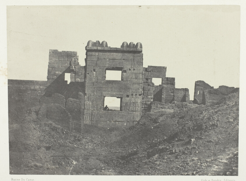 Médinet-Habou, Façade Orientale du Gynécée de Ramsès-Mèiamoun; Thèbes, plate 48 from the album "Egypte, Nubie, Palestine et Syrie" (1852)