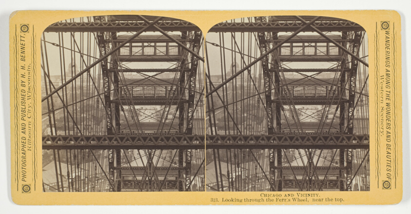 Looking through the Ferris Wheel, near the top, from the series "Chicago and Vicinity"