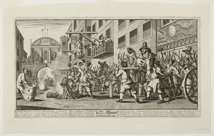Burning the Rumps at Temple Bar, plate eleven from Hudibras