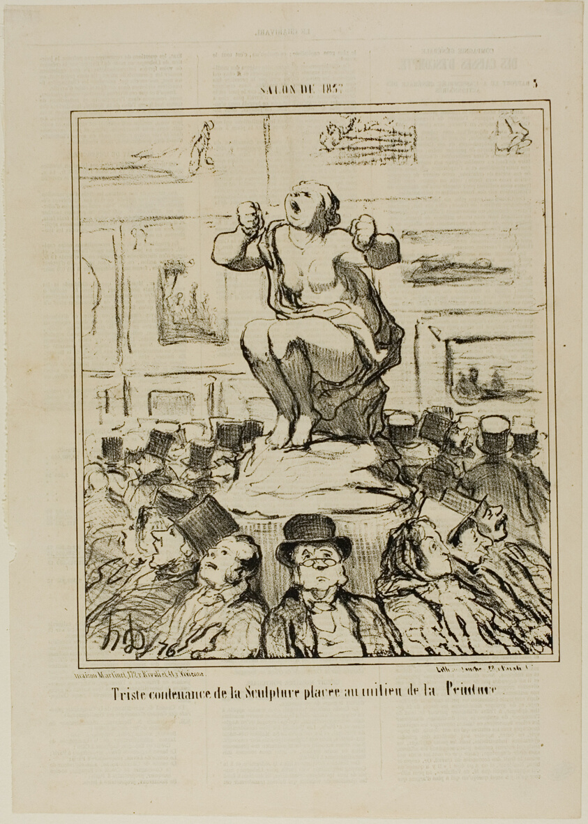 The Displeasure of a Sculpture Placed in the Middle of an Exhibition of Paintings, plate 5 from Salon De 1857