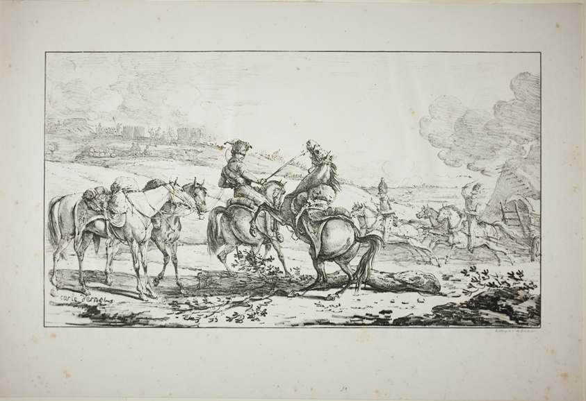 Mounted Artilleryman with Three Horses Bridled at Once