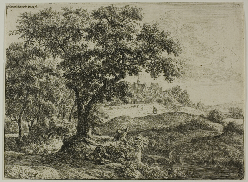 The Edge of the Wood and a Village on a Hill