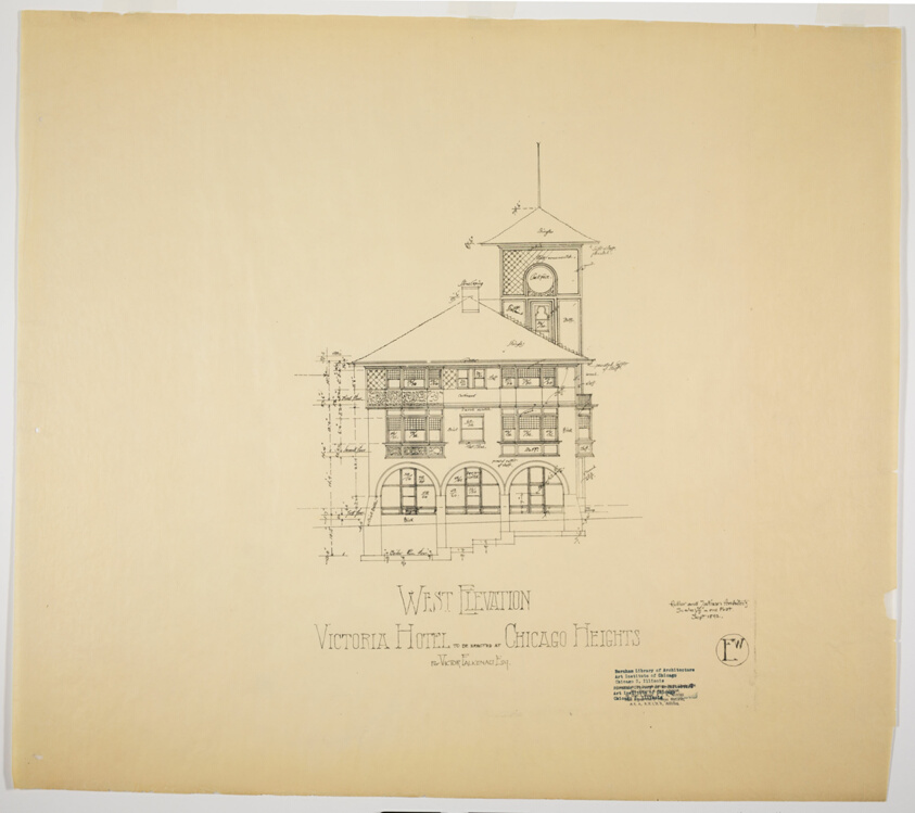 Victoria Hotel, Chicago Heights, Illinois, West Elevation