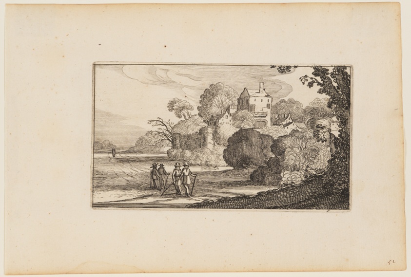 Path to Left of Walled Building Complex Amid Trees, from Twelve landscapes with Figures