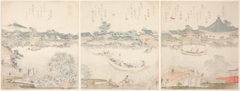 Komagata Hall and O-umaya River Bank, from the series "A Selection of Horses (Uma zukushi)"