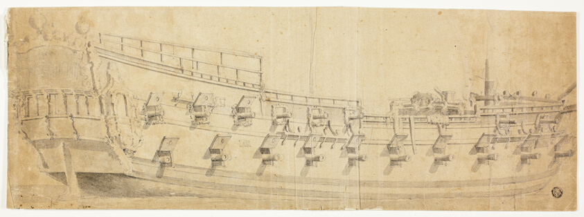 Armed Galleon Seen from Starboard Quarter