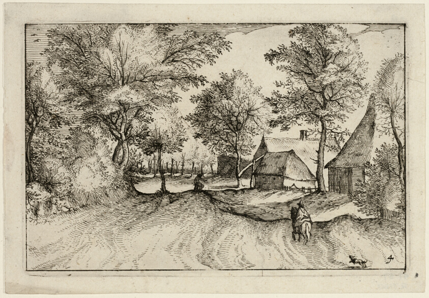 Village Road, plate four after Pictures of Farms, Country Houses and Rustic Villages (Praediorum villarum et rusticarum casularum icones)