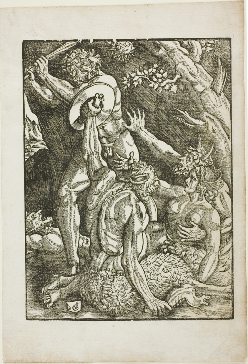 Hercules, Two Satyrs, and a Woman, plate two from The Labors of Hercules