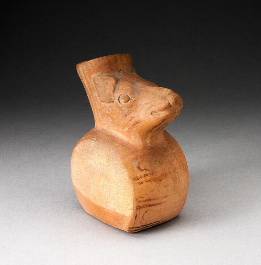 Flat-Sided Jar with Relief of Rodent Head Attached to the Vessel's Neck
