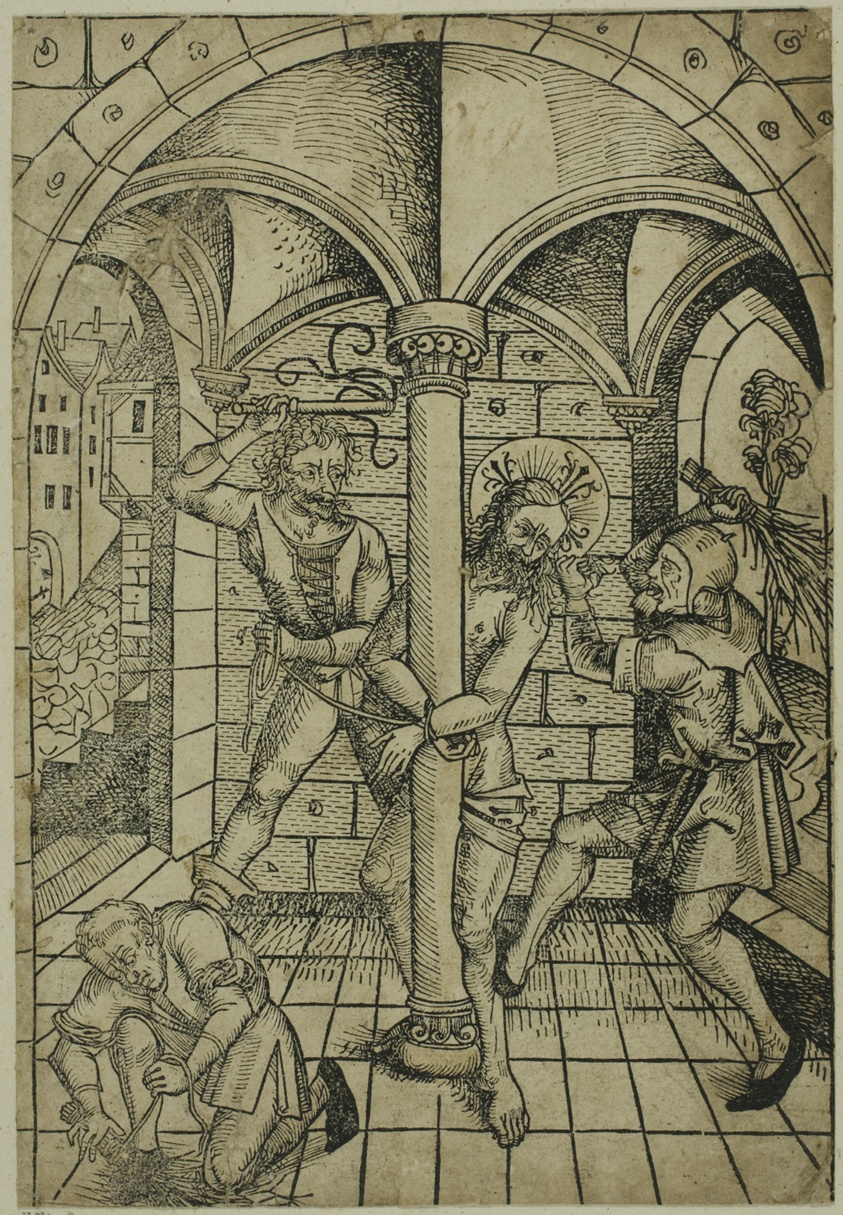The Scourging of Christ (verso); The Israelites Enslaved in Egypt (recto), pages 70 and 69, from the Treasury (Schatzbehalter)