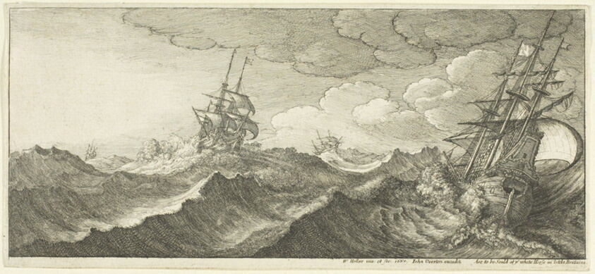Warship in the Trough of a Wave