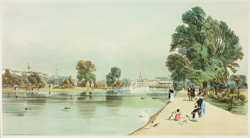 The Horseguards from St. James's Park, plate fourteen from Original Views of London as It Is
