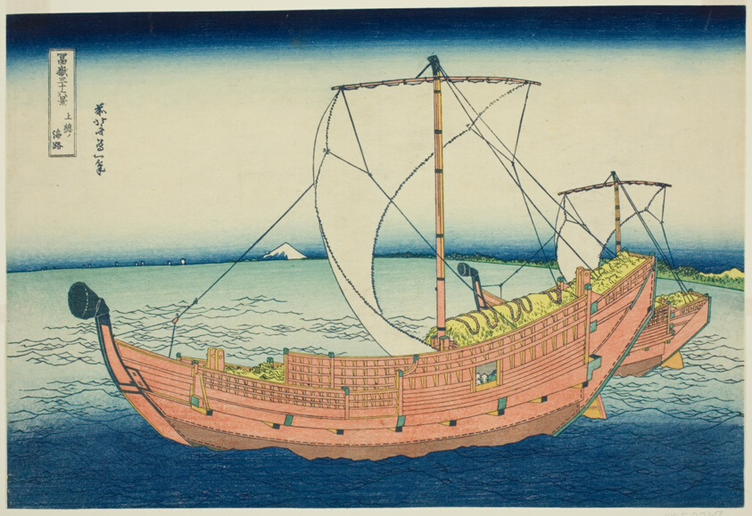 Sea Lane Off Kazusa Province (Kazusa no kairo), from the series "Thirty-six Views of Mount Fuji (Fugaku sanjurokkei)"