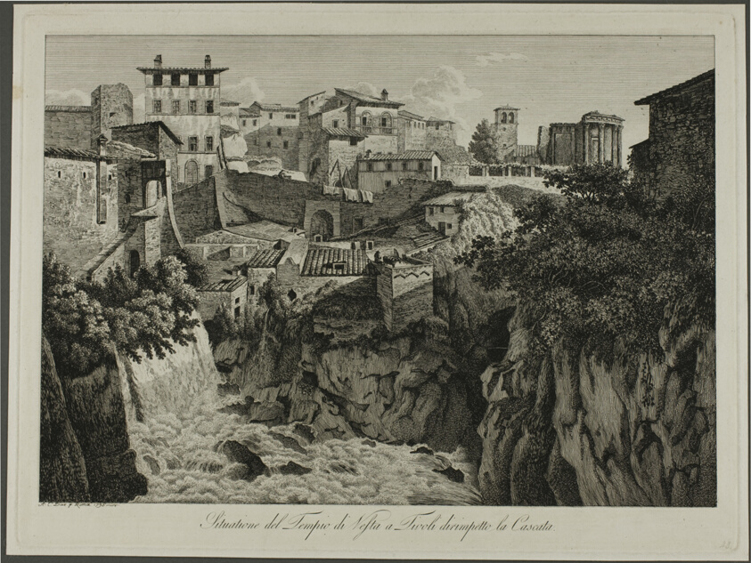 Scene of the Temple of Vesta at Tivoli Facing the Cascades