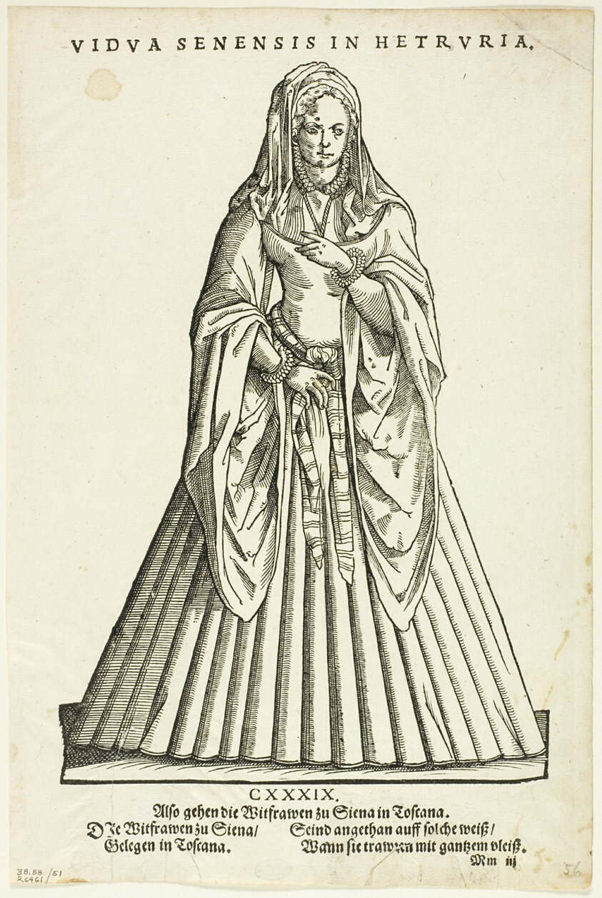 Vidua Senensis in Hetruria (Widow of Siena in Tuscany) from H. Weigel's Trachtenbuch, plate 51 from Woodcuts from Books of the XVI Century