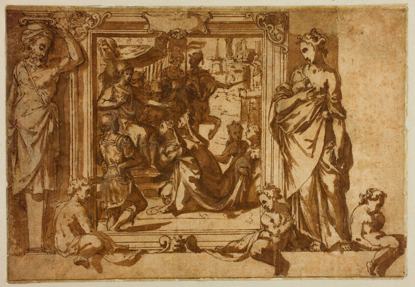 Woman Kneeling Before a Ruler