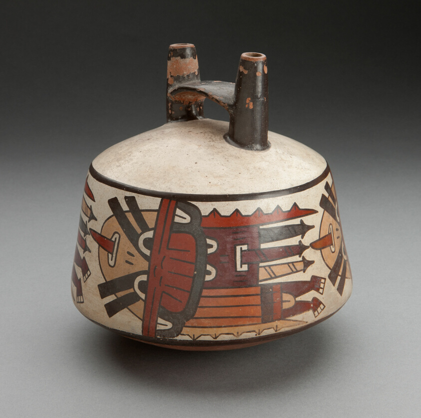 Double Spout Vessel Depicting Costumed Ritual Performers