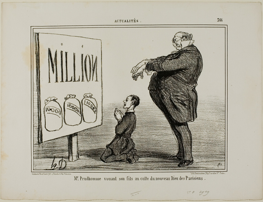 Mr. Prudhomme dedicating his son to the new God of the Parisians, plate 366 from Actualités