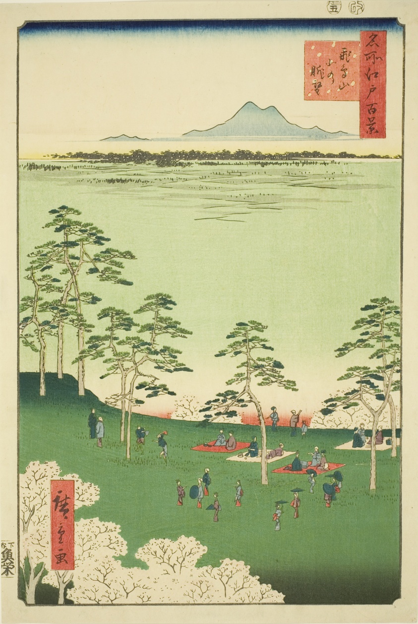 View to the North from Asuka Hill (Asukayama kita no chobo), from the series "One Hundred Famous Views of Edo (Meisho Edo hyakkei)"