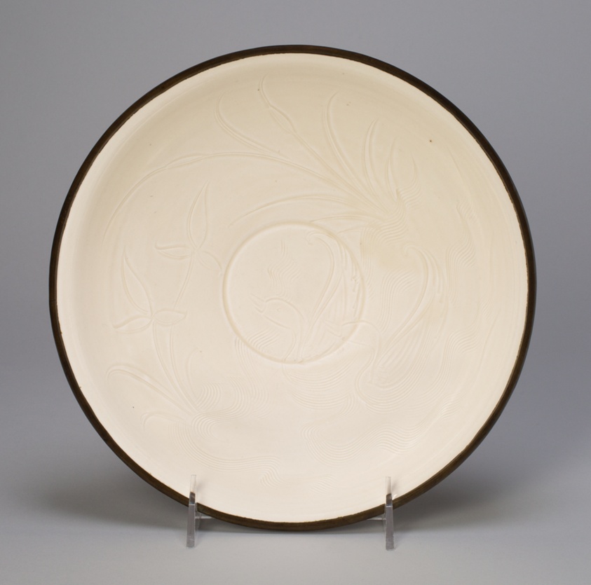 Bowl with Mandarin Ducks among Leaves and Cattails