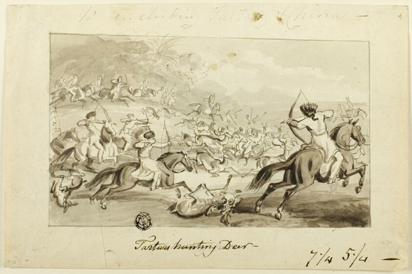 Tartars Hunting Deer (recto); Shell (verso)