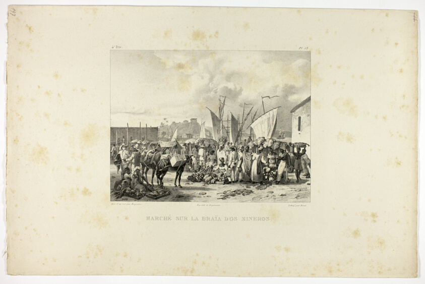 Market at Braïa dos Mineros, plate 13 from Customs and traditions of Negroes, volume 4 of Voyage pittoresque dans le Brésil
