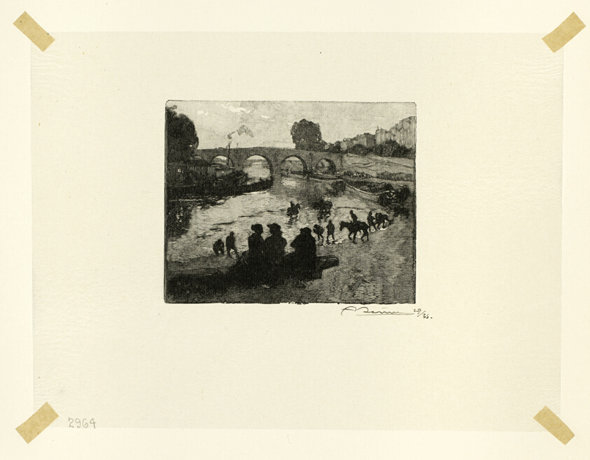 The Horse Pond at the Pont Marie, plate ten from Le Long de la Seine et des Boulevards