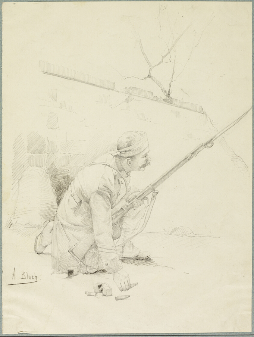 Wounded Soldier Loading his Rifle