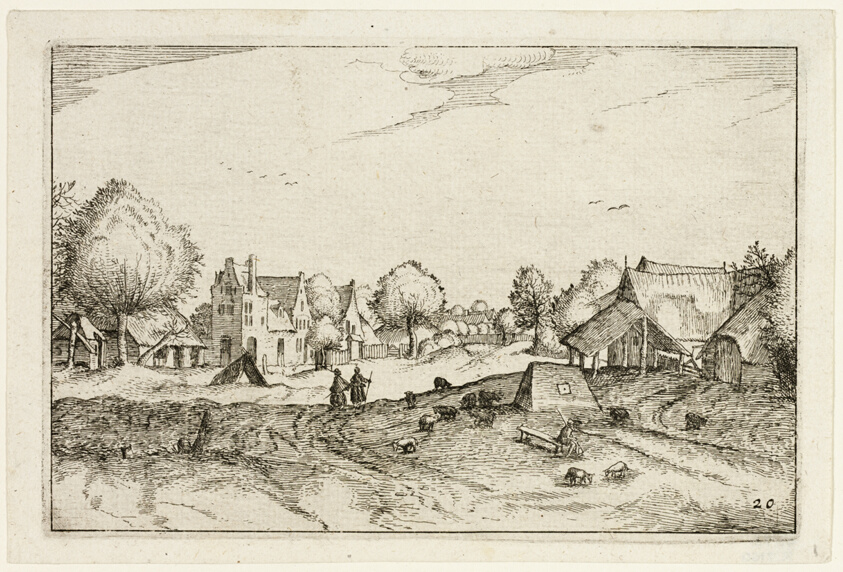 Village Road, plate twenty after Pictures of Farms, Country Houses and Rustic Villages (Praediorum villarum et rusticarum casularum icones)