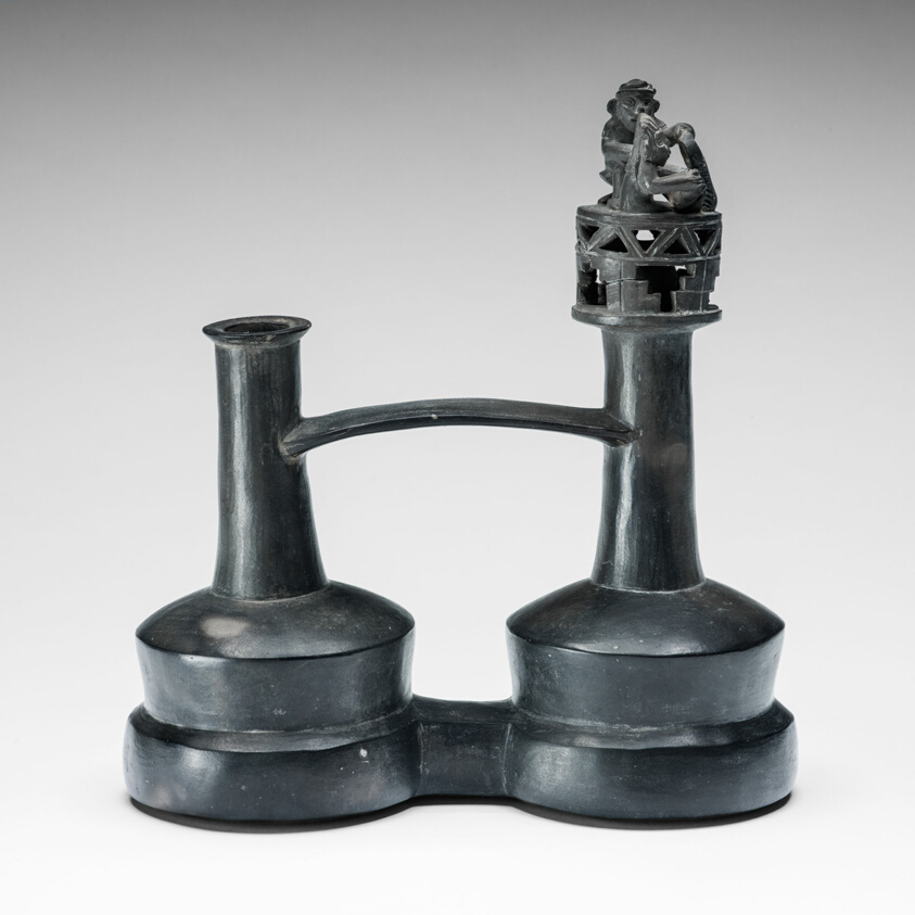 Double Vessel with a Foot-Massage Scene