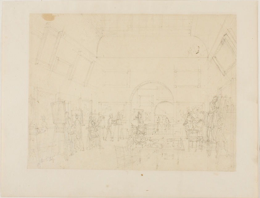 Study for British Institution, Pall Mall, from Microcosm of London