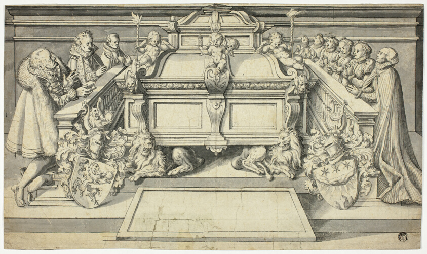 Design for Epitaph: Family Members Kneeling Before Tomb