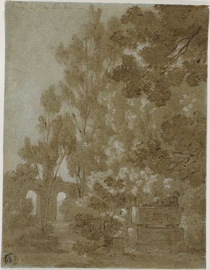 View of Ruined Arches and Tomb in Villa Borghese
