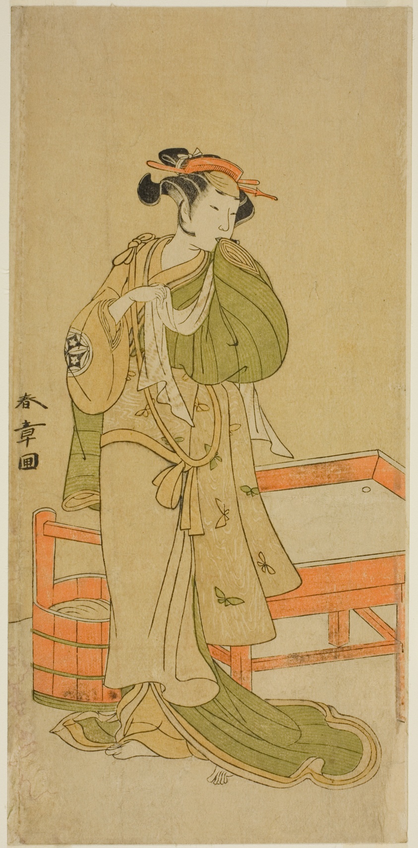 The Actor Yamashita Kinsaku II as Moshio in the Play Izu-goyomi Shibai no Ganjitsu, Performed at the Morita Theater in the Eleventh Month, 1772
