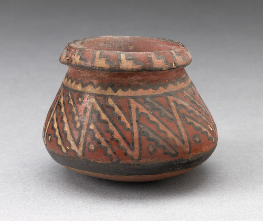 Miniature Jar with Textile-Like Geometric Pattern