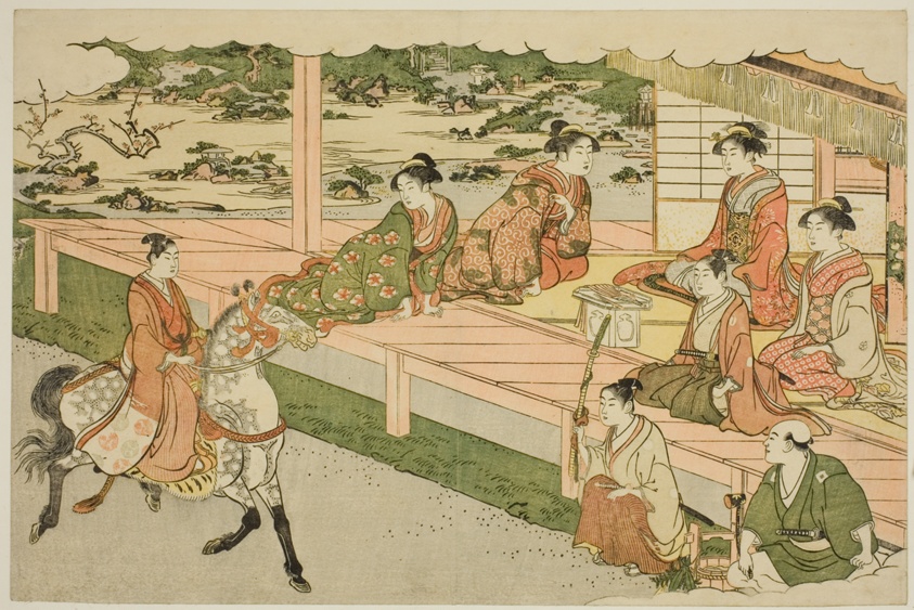 The First Horseback Ride of the New Year (Uma norizome), from the illustrated book "Colors of the Triple Dawn (Saishiki mitsu no asa)"