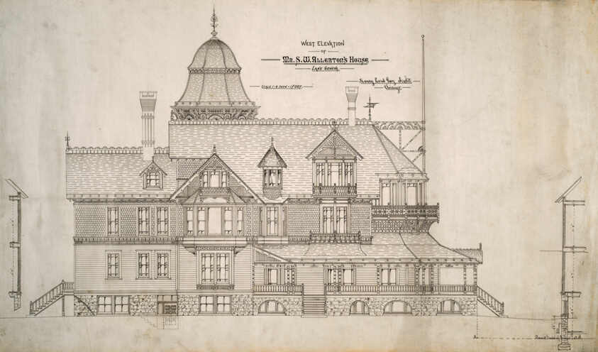 House for Mr. S.W. Allerton, Lake Geneva, Wisconsin: West Elevation