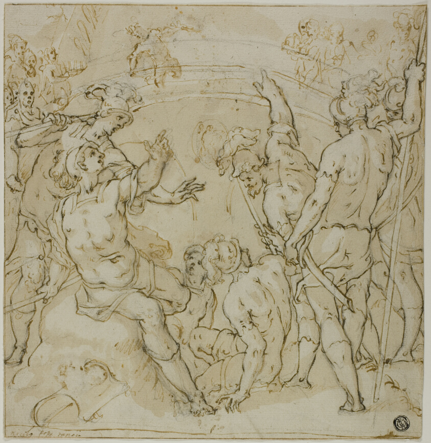 Study for the Duel between Heraclius and Khosrau (recto); Sketches of Seated Figure (verso)