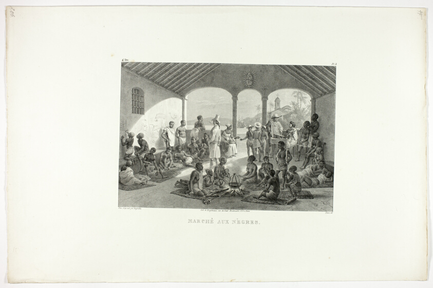 Negro Market, plate five from Customs and traditions of the Negroes, volume 4 of Voyage pittoresque dans le Brésil