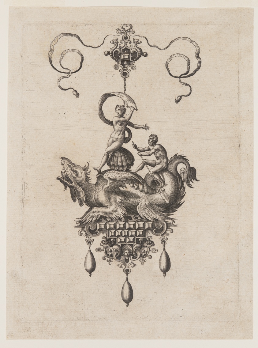 Renaissance Jeweled Pendant Sea Monsters