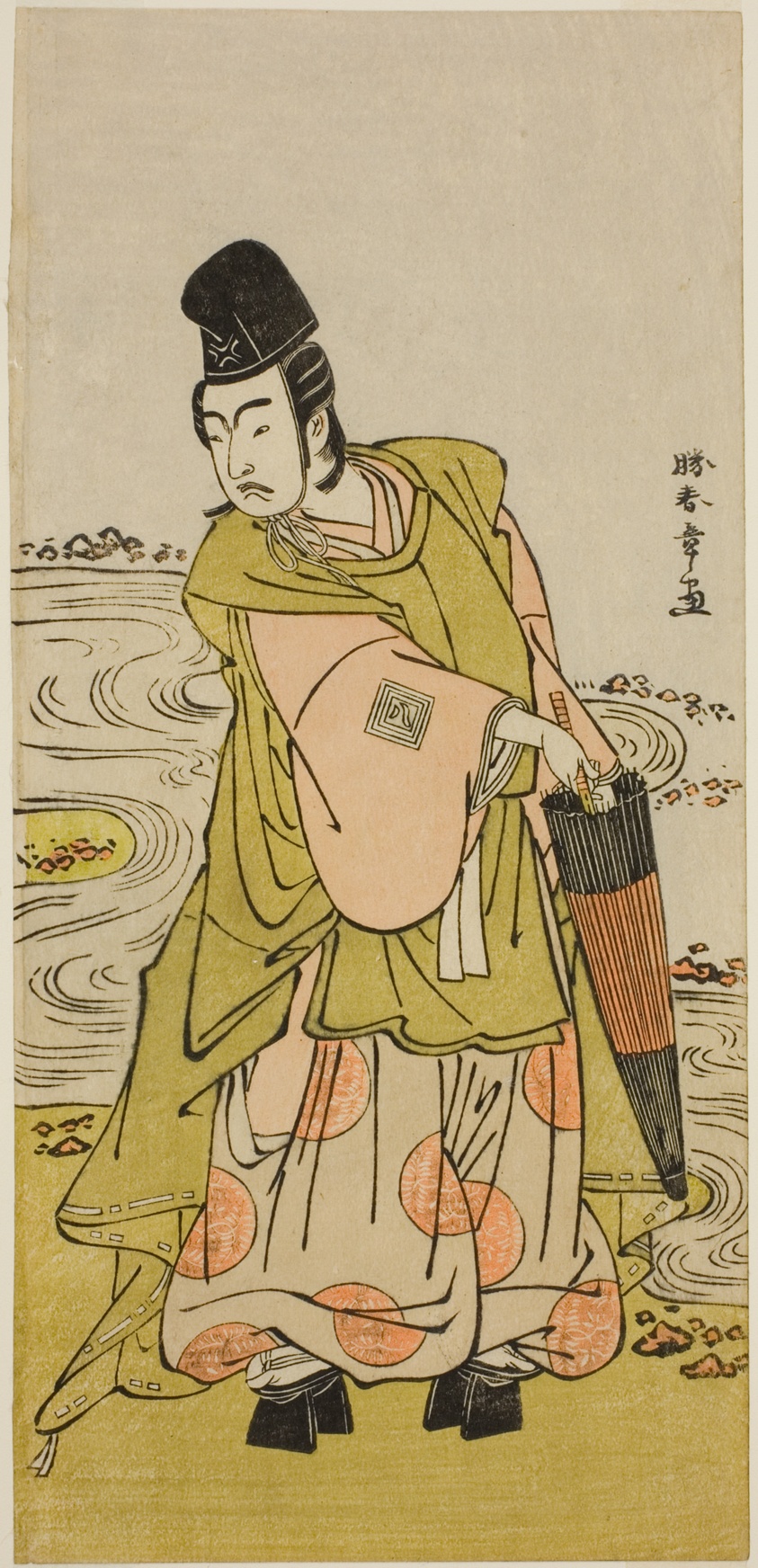 The Actor Ichikawa Yaozo II as Shii no Shosho Okinori in the Play Sugata no Hana Yuki no Kuronushi, Performed at the Ichimura Theater in the Eleventh Month, 1776